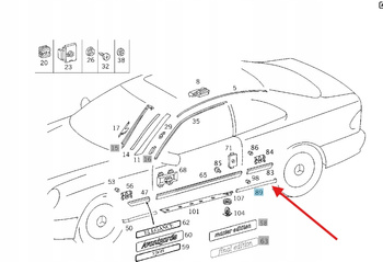 LEWA TYLNA USZCZELKA PROGU MERCEDES CLK W208 OE A2086900962