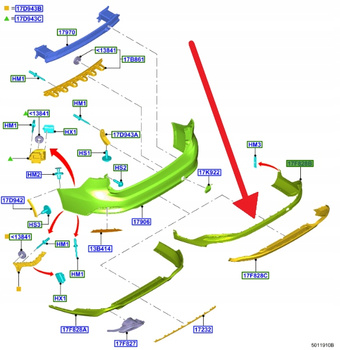 DOKŁADKA ZDERZAKA TYŁ FORD FOCUS KOMBI 2018- OE 2436207 _ JX7B-17F954-JB