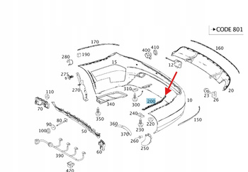 ŚLIZG SZYNA ZDERZAKA PRAWY TYŁ MERCEDES C klasa W204 OE A2048800630
