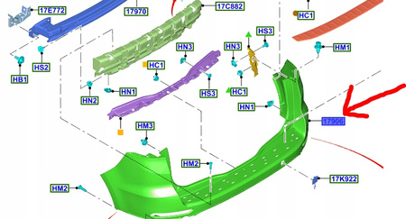 ZDERZAK TYŁ FORD S-MAX Mk2 2015-2022 1949413 _ EM2B-17H773-FAXWAA