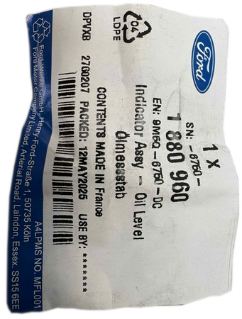 BAGNET POZIOMU OLEJU FORD 2.0 TDCI FORD KUGA S-MAX 1880960 _ 9M5Q-6750-DC