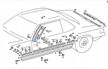 USZCZELNIENIE SŁUPKA A MERCEDES SL 107 LEWE