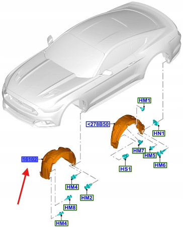 NADKOLE LEWY PRZÓD FORD MUSTANG 2015- 2017 OE 5325395 _ FR3B-16A563-CC