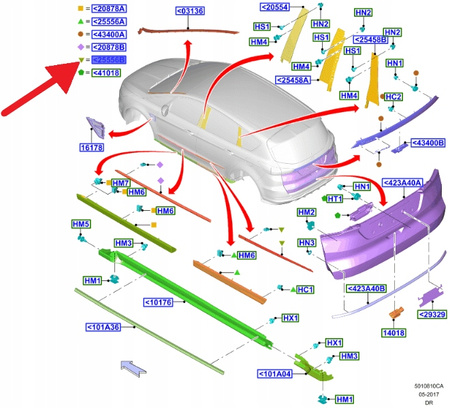 LISTWA DRZWI CHROM LEWY TYŁ FORD S-MAX 2015- OE 2108417 _ GM2B-R25335-CD