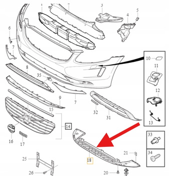 DOLNA PŁYTA OSŁONA POD ZDERZAK VOLVO XC60 2014- R-DESIGN OE 31323773