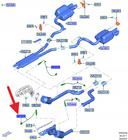 SONDA LAMBDA LEWA 5.0 V8 MUSTANG 2017- OE 2528088 _ JR3A-9Y460-CD