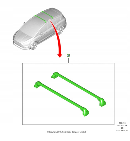 BAGAŻNIK DACHOWY FORD S-MAX Mk2 2015- relingI 1854170 _ AMEM2J-550B08-BA 