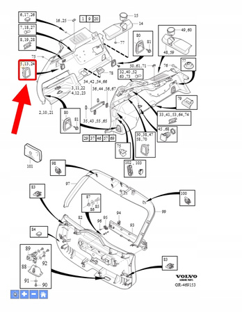 UCHWYT WEWNĘTRZNEJ LAMPKI BAGAŻNIKA VOLVO XC90 2016- OEM/OE 39832380