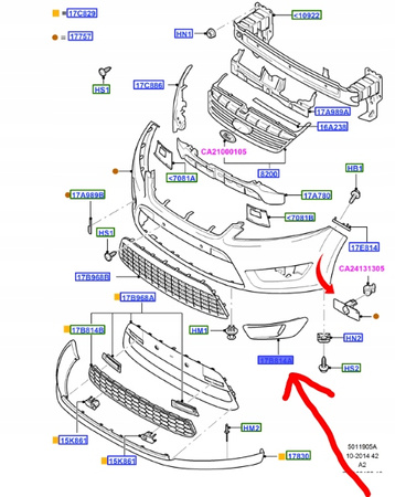 KRATKA ZDERZAKA HALOGENU LEWY PRZÓD MONDEO 2007-2010 _1481544_7S71-19953-AE