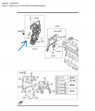 Uszczelniacz wału korbowego -Mazda 3 BL Mazda 6 GH_R2AA10602