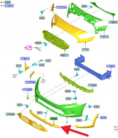 DOKŁADKA ZDEZAKA PRZÓD FORD CONNECT 2020- OE 2520542 _ MT1B-17F771-AG