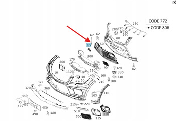 ZAŚLEPKA HAKA ZDERZAKA PRZÓD MERCEDES GL GLS W166 OE A1668855122
