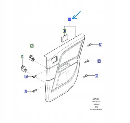 Boczek drzwi prawa strona - Ford Mondeo Mk3_1331633_4S71-F27406-DB1C4E