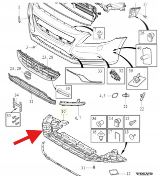 OSŁONA PŁYTA POD ZDERZAK PRZÓD VOLVO V40 2013 - OE 31455220