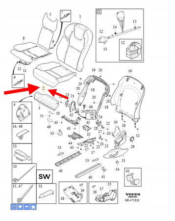 TAPICERKA SIEDZISKA FOTELA PRZÓD VOLVO XC90 2016- S90 V90 OEM/OE 31498850