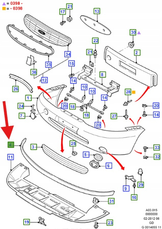 OSŁONA POD ZDERZAK PRZÓD FORD MONDEO 1996- 2000 OE 1054500 _ 96BB-17B769-AF
