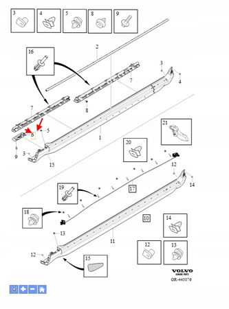MOCOWANIE LEWEJ LISTWY PROGOWEJ VOLVO XC90 2016- OEM/OE 31378134