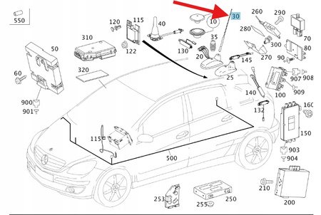 ANTENA DACHU MERCEDES A W169 B W245 OE A1698204175