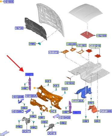 WYGŁUSZENIE BŁOTNIKA PRAWY PRZÓD MUSTANG 2015- 2406859 _ FR3B-6316E561-AH