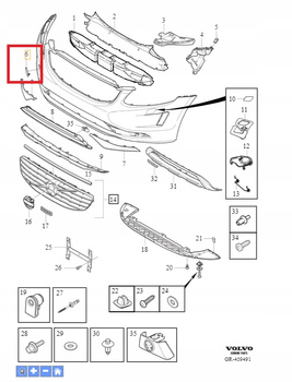 ZAŚLEPKA HAKA ZDERZAKA PRZÓD VOLVO XC60 2014- R-Design OE 39821562