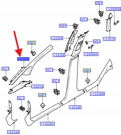POSZYCIE SŁUPKA A PRAWY PRZÓD C-MAX 2003- OE 1450099 _ 3M51-R03198-EL34X1