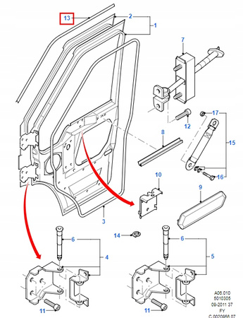 GÓRNA USZCZELKA DRZWI FORD TRANSIT MK5 2000-2006_4771436_YC15-V51400-BF