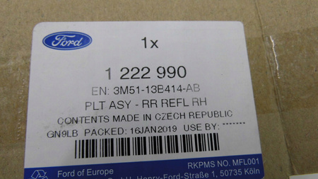 ODBLASK PRAWY TYŁ FORD FOCUS Mk2 C-MAX 2003-10 1222990 _ 3M51-13B414-AB