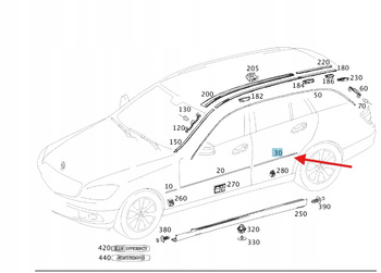 LEWA LISTWA CHROMOWANA DRZWI TYŁ MERCEDES C klasa W204 OE A2047300180
