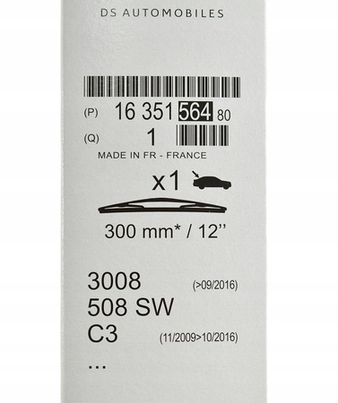 OE CITROEN 1635156480 WYCIERACZKA TYŁ TYLNA C3 09-16