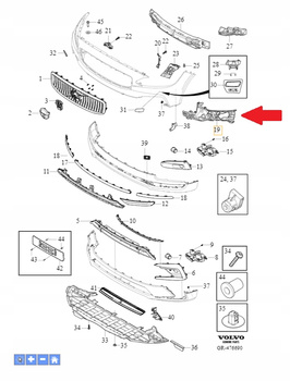 ŚLIZG WSPORNIK ZDERZAKA PRZEDNI PRAWY VOLVO V90 2017- CC OE 32227397