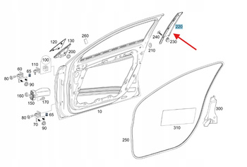 LISTWA PIONOWA SŁUPKA DRZWI PRAWYCH PRZÓD MERCEDES A W177 OE A1777220200