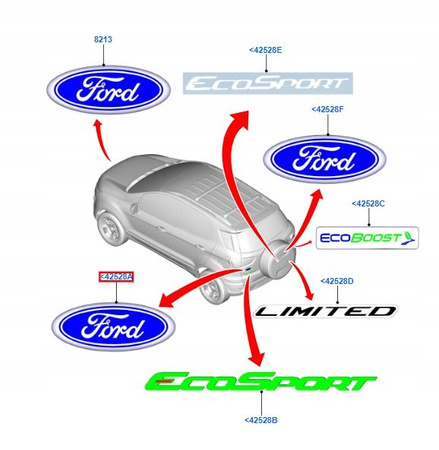 EMBLEMAT FORD FOCUS Mk3/FIESTA Mk6/GALAXY/S-MAX _ 1141163 _ 2S61-A425A52-AA