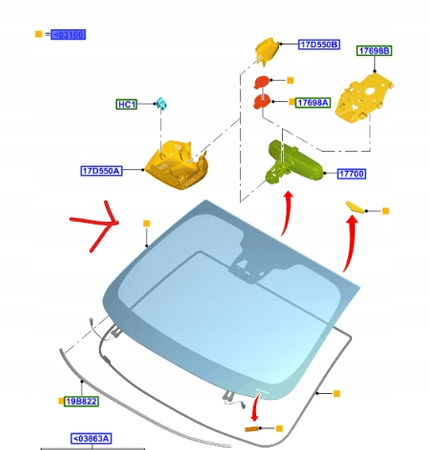 SZYBA PRZEDNIA GRZANA FORD MONDEO MK5 2014-2019 1923543 _ DS73-F03100-RJ