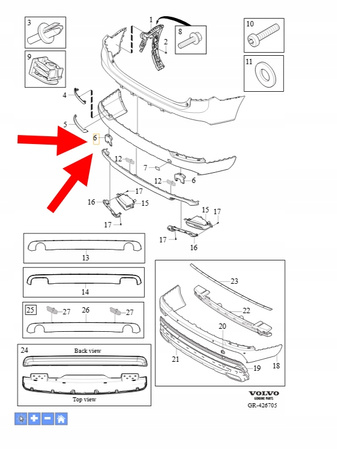MOCOWANIE ABSORBERA ZDERZAKA LEWY TYŁ VOLVO XC90 2016- OEM/OE 31407790