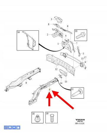 BELKA PODŁUŻNICA PRAWA TYŁ VOLVO XC90 2016- OEM/OE 32427467
