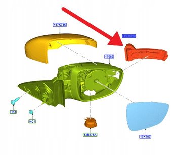 KIERUNKOWSKAZ LUSTERKA PRAWY FORD FOCUS 2018- OE 2220574 _ JX7B-13B382-BB