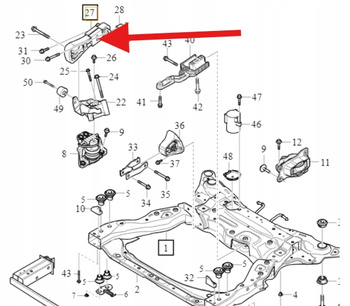 GÓRNA PRAWA ŁAPA PODUSZKA SILNIKA D4 VOLVO S90 V90 2020- XC90 OE 32298608