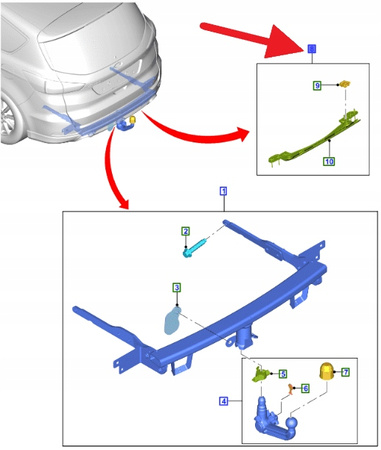 POKRYCIE DOLNE HAKA ZDERZAKA TYŁ FORD SMAX 2015- 2006344 _ AME1GJ-17F000-AA