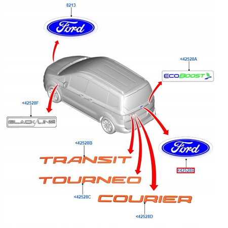 EMBLEMAT FORD FOCUS Mk3-4/FIESTA Mk8/ECOSPORT Mk2 _ 1947613 _ F1EB-402A16-AB 