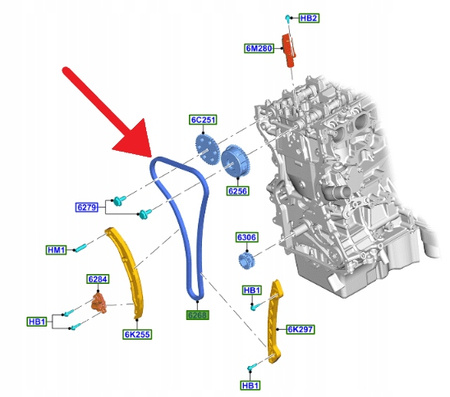 ŁAŃCUCH ROZRZĄDU 2.3 2.5L FORD KUGA MONDEO S-MAX 1124373 _ 1L5G-6268-AB