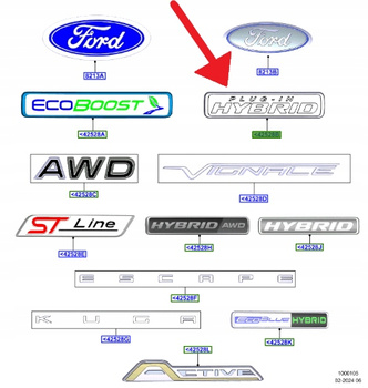 EMBLEMAT NAPIS "PLUG IN HYBRID" TYŁ FORD KUGA 2020- 2428202 _ LJ6B-16636-DB