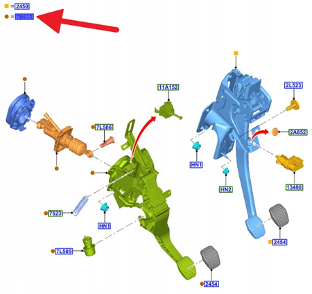 PEDAŁ SPRZĘGŁA 1.5 TDCi FORD FOCUS 18- KUGA 20- OE 2288936 _ JX61-7B633-CC