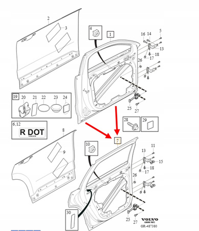 DRZWI LEWY TYŁ VOLVO XC90 2016-2023 OEM/OE 32321823
