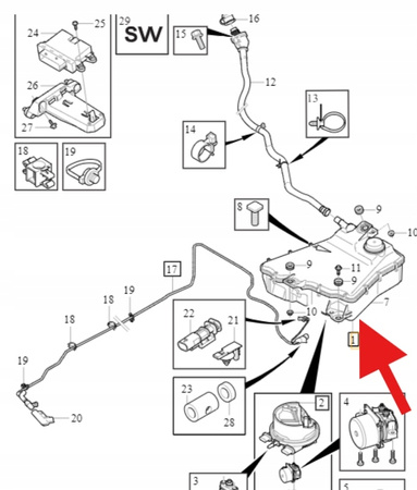 ZBIORNIK PŁYNU ADBLUE DIESEL 2.0 D4 VOLVO XC40 2018- OE 32242177