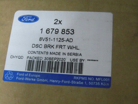 TARCZE HAMULCOWE PRZÓD FORD FIESTA Mk7 2008-2017 _ 1679853 _ 8V51-1125-AD