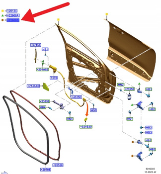 ZAWIAS DOLNY DRZWI LEWY PRZÓD FORD KUGA 2020- 2206726 _ H1BB-A22811-AD