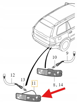 HALOGEN ODBLASK ZDERZAKA PRAWY TYŁ VOLVO XC90 2003- OE 8693008