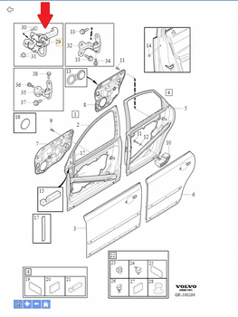 OGRANICZNIK DRZWI ZAWIAS PRZÓD VOLVO V50 S40 2004- C30 2007- OE 31217750