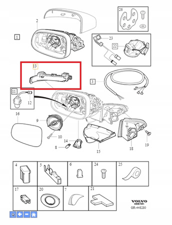 Kierunek lusterka prawy Volvo