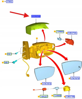 OBUDOWA LUSTERKA LEWA FORD C-MAX 2010- 1775929 _ AM51-17K747-BB57VT